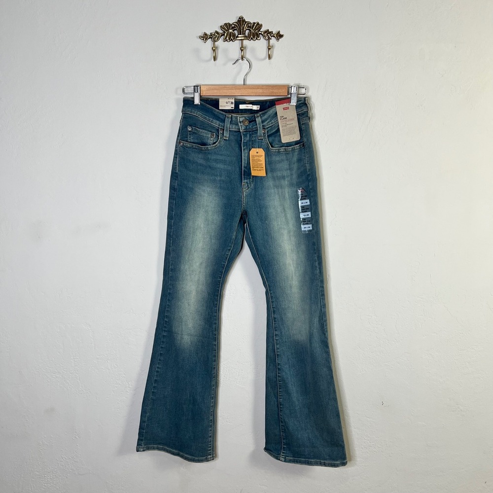 Levi's Jeans 726 High Rise Flare Womens Size 30 Blue Denim Stellar Stretch NEW